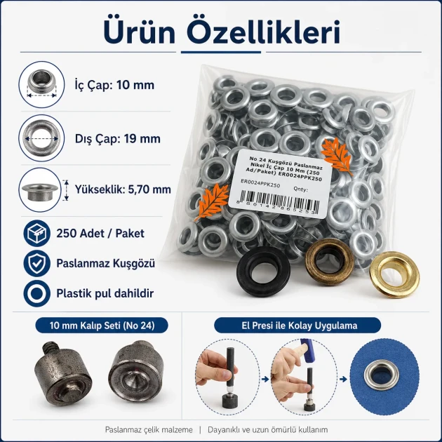 Afiş & Banner Kuşgözü Başlangıç Seti – 10 mm Kuşgözü, Kalıp ve Elde Aparat Dahil BANNER-10MM-SET05