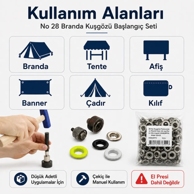 No 28 Branda Kuşgözü Başlangıç Seti – Elde Vurma Aparatı Dahil BRANDA-NO28-SET01