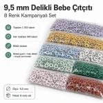 Baby Snap Fastener 9.5 mm 8 Color Set Perforated Snap Fastener Colorful Set C0095DP8R