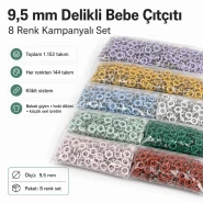 Baby Snap Fastener 9.5 mm 8 Color Set Perforated Snap Fastener Colorful Set C0095DP8R