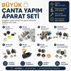 Large Bag Making Tool Set – Eyelet, Snap, Rivet and Magnetic Clasp Dies with Hand Setting Tool CANTA-APARAT-SET-BUYUK-01
