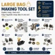 Large Bag Making Tool Set including Eyelet, Snap, Rivet, and Magnetic Clasp Dies with Hand Setting Tool for crafting and