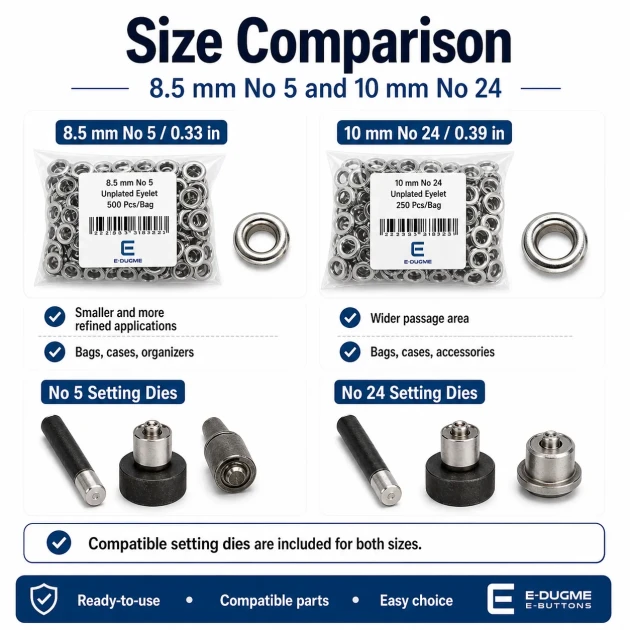 Bag & Case Eyelet Set – 8.5 mm and 10 mm Eyelets, Dies and Hand Tool Included CANTA-KILIF-SET07