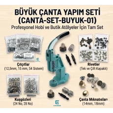 Large Bag Making Kit with Hand Press – Bag Magnetic Clasps, Snap Buttons, Rivets, Eyelets and Installation Dies Included CANTA-SET-BUYUK-01