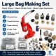 Large Bag Making Kit with Hand Press including magnetic clasps, snap buttons, rivets, eyelets, and installation dies for