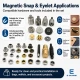 Large Bag Making Kit with Hand Press including magnetic clasps, snap buttons, rivets, eyelets, and installation dies for