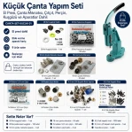 Small Bag Making Starter Kit with Hand Press, Rivets, Eyelets, Snap Buttons and Magnetic Clasp Dies CANTA-SET-KUCUK-01