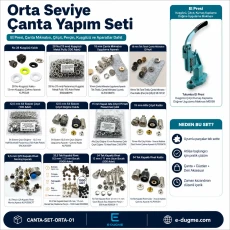 Medium Bag Making Kit with Hand Press – Bag Hardware, Snap Buttons, Rivets, Eyelets, Magnetic Clasp and Installation Dies CANTA-SET-ORTA-01