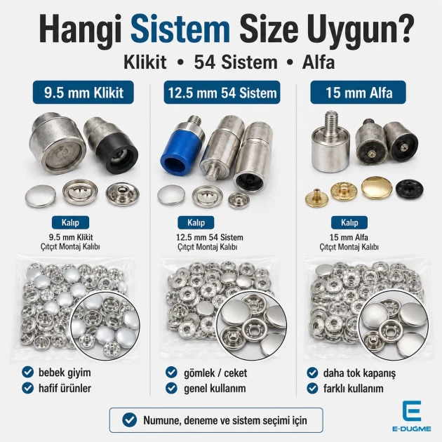 Snap Fastener System Starter Set with Dies – Klikit, 54 System and Alfa Snaps CITCIT-SISTEM-TANIMA-SET01