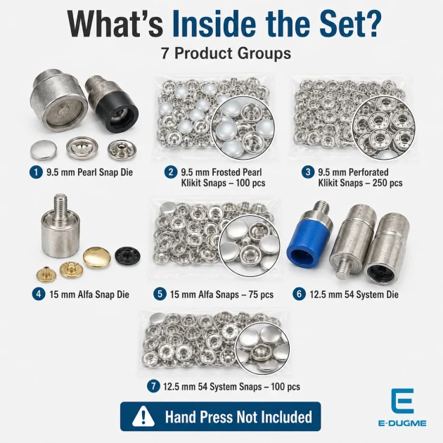 Snap Fastener System Starter Set with Dies – Klikit, 54 System and Alfa Snaps CITCIT-SISTEM-TANIMA-SET01