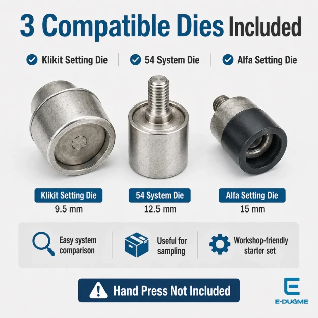 Snap Fastener System Starter Set with Dies – Klikit, 54 System and Alfa Snaps CITCIT-SISTEM-TANIMA-SET01