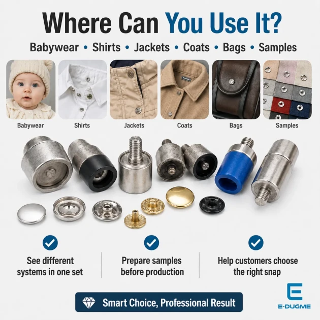 Snap Fastener System Starter Set with Dies – Klikit, 54 System and Alfa Snaps CITCIT-SISTEM-TANIMA-SET01