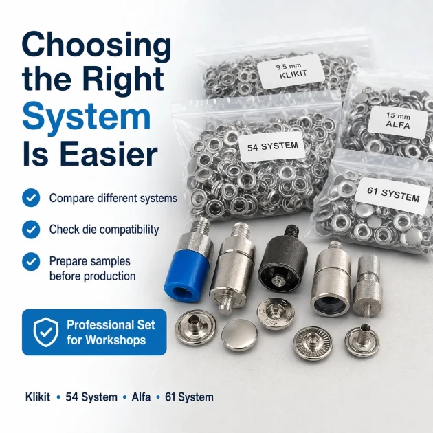 Professional Snap Fastener System Starter Set with 5 Dies – Klikit, 54 System, Alfa and 61 System CITCIT-SISTEM-TANIMA-SET02