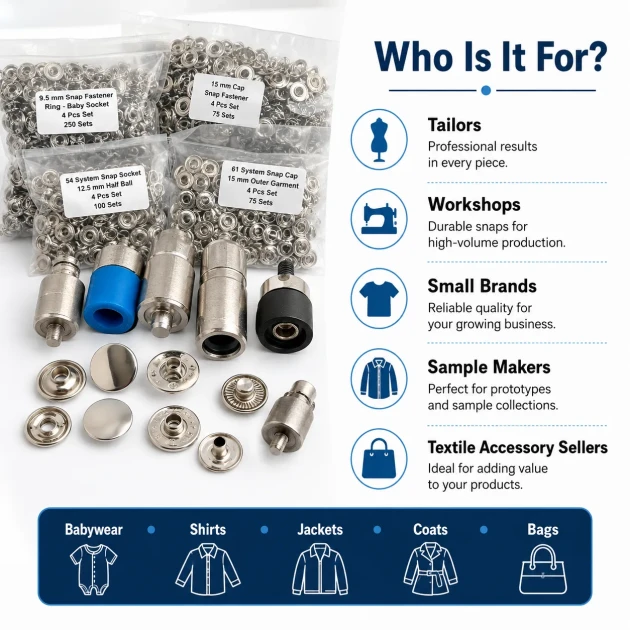 Professional Snap Fastener System Starter Set with 5 Dies – Klikit, 54 System, Alfa and 61 System CITCIT-SISTEM-TANIMA-SET02