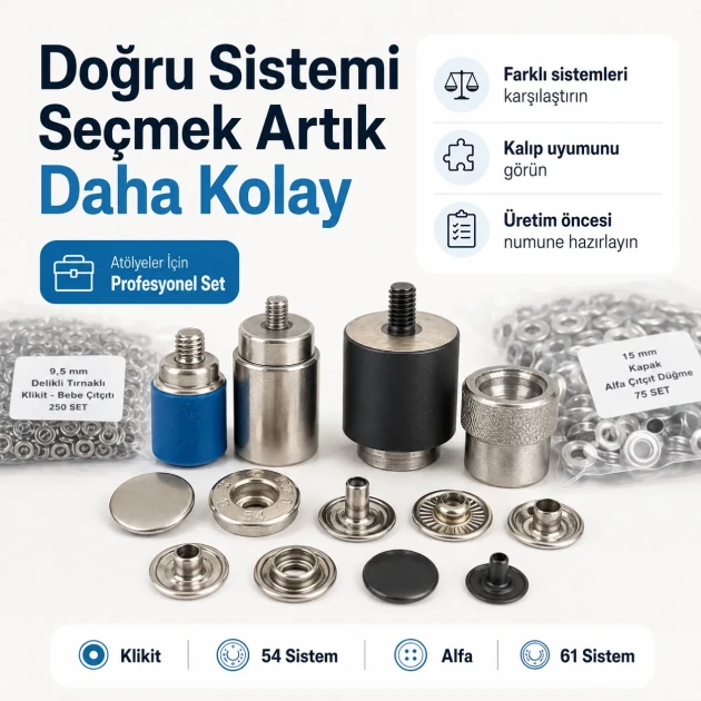 Professional Snap Fastener System Starter Set with 5 Dies – Klikit, 54 System, Alfa and 61 System CITCIT-SISTEM-TANIMA-SET02