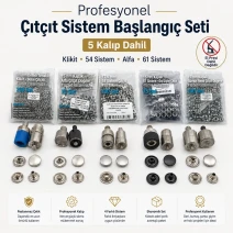 Professional Snap Fastener System Starter Set with 5 Dies – Klikit, 54 System, Alfa and 61 System CITCIT-SISTEM-TANIMA-SET02
