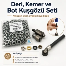 Deri, Kemer ve Bot Kuşgözü Seti – 8,5 mm Kuşgözü, Kalıp ve Elde Aparat Dahil DERI-KEMER-BOT-SET08