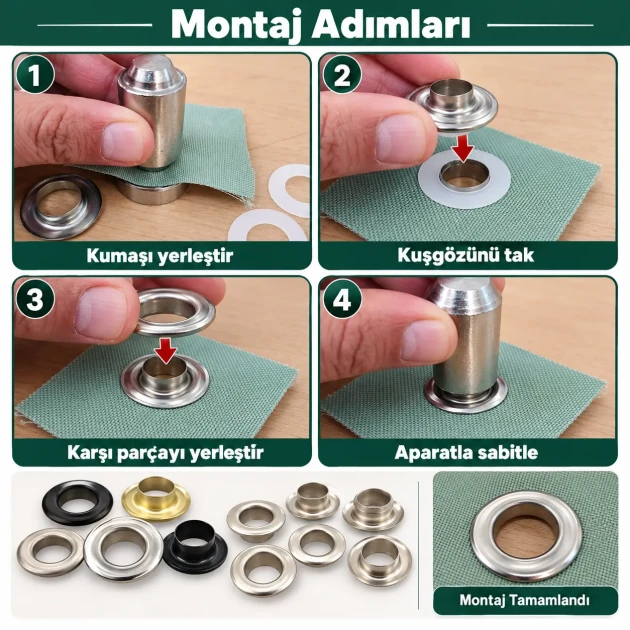 8 mm (0.31 in) Stainless Steel Eyelet Hand Punch and Setting Kit – 50 Sets + Tool KGS2IN1-05-PS050