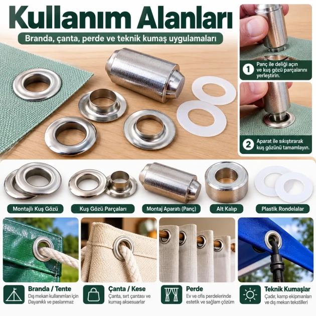 8 mm (0.31 in) Stainless Steel Eyelet Hand Punch and Setting Kit – 50 Sets + Tool KGS2IN1-05-PS050