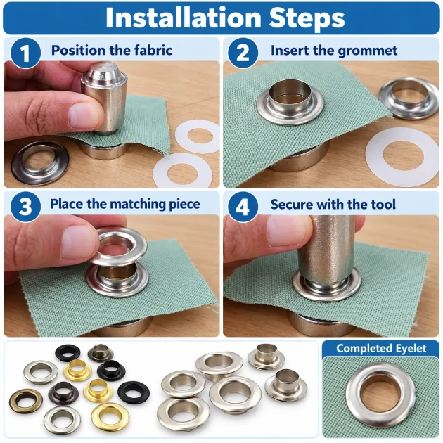 8 mm (0.31 in) Stainless Steel Eyelet Hand Punch and Setting Kit – 50 Sets + Tool KGS2IN1-05-PS050