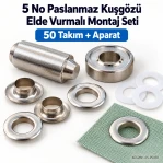 8 mm (0.31 in) Stainless Steel Eyelet Hand Punch and Setting Kit – 50 Sets + Tool KGS2IN1-05-PS050