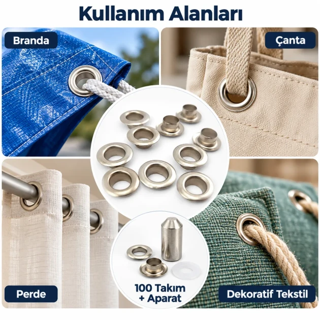 8 mm (0.31 in) Stainless Steel Eyelet Hand Punch and Setting Kit – 100 Sets + Tool KGS2IN1-05-PS100