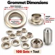 8 mm (0.31 in) Stainless Steel Eyelet Hand Punch and Setting Kit – 100 Sets + Tool KGS2IN1-05-PS100