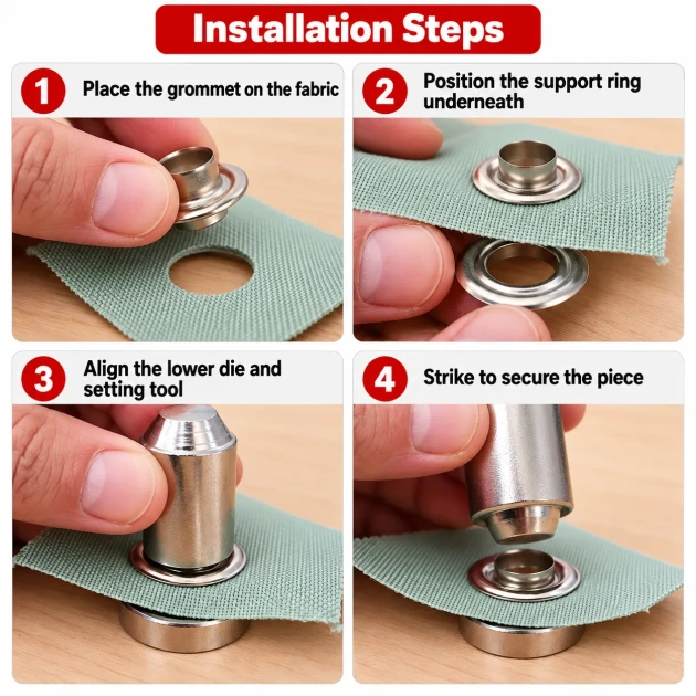8 mm (0.31 in) Stainless Steel Eyelet Hand Punch and Setting Kit – 100 Sets + Tool KGS2IN1-05-PS100