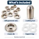 8 mm (0.31 in) Stainless Steel Eyelet Hand Punch and Setting Kit – 100 Sets + Tool KGS2IN1-05-PS100
