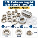 8 mm (0.31 in) Stainless Steel Eyelet Hand Punch and Setting Kit – 100 Sets + Tool KGS2IN1-05-PS100