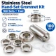 9.5 mm (0.37 in) Stainless Steel Eyelet Hand Punch and Setting Kit – 100 Sets + Tool KGS2IN1-24-PS100