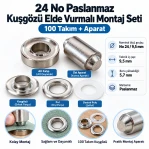 9.5 mm (0.37 in) Stainless Steel Eyelet Hand Punch and Setting Kit – 100 Sets + Tool KGS2IN1-24-PS100