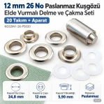 12 mm (0.47 in) Stainless Steel Eyelet Hand Punch and Setting Kit – 20 Sets + Tool KGS2IN1-26-PS020