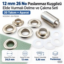 12 mm (0.47 in) Stainless Steel Eyelet Hand Punch and Setting Kit – 20 Sets + Tool KGS2IN1-26-PS020