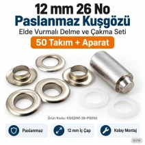 12 mm (0.47 in) Stainless Steel Eyelet Hand Punch and Setting Kit – 50 Sets + Tool KGS2IN1-26-PS050