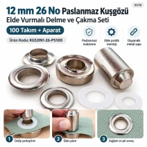 12 mm (0.47 in) Stainless Steel Eyelet Hand Punch and Setting Kit – 100 Sets + Tool KGS2IN1-26-PS100