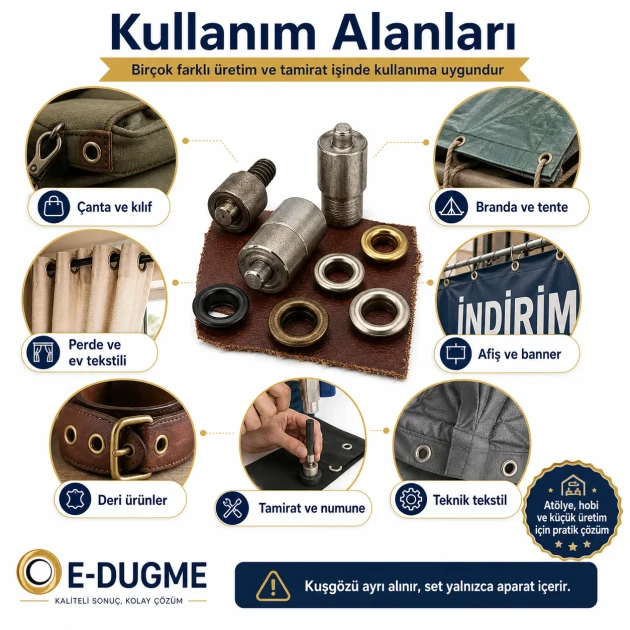 Eyelet Installation Die Set – 6 Sizes with Hand Setting Tool KLP002-028SET