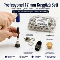 Profesyonel 17 mm Kuşgözü Seti – Delme Kalıbı, Çakma Kalıbı ve Elde Aparat Dahil KUSGOZU-17MM-SET04