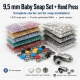 Hand Press Baby Snap Fastener Set 9.5 mm / 0.37 in Klikit, Capped and Pearl Snap Tool Kit M0099-SET95 with various snap