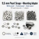 Hand Press Baby Snap Fastener Set 9.5 mm / 0.37 in Klikit, Capped and Pearl Snap Tool Kit M0099-SET95 with various snap