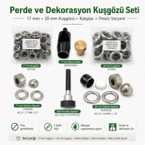 Curtain and Decoration Eyelet Set without Hand Press – 17 mm and 28 mm Eyelets Included PERDE-17-28MM-PRESIZ-SET10