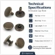 54 Double Cap Rivet with 12 mm Front and Back Caps, 7.5 mm Long Steel Post for Durable Fastening in Handbags and Fashion