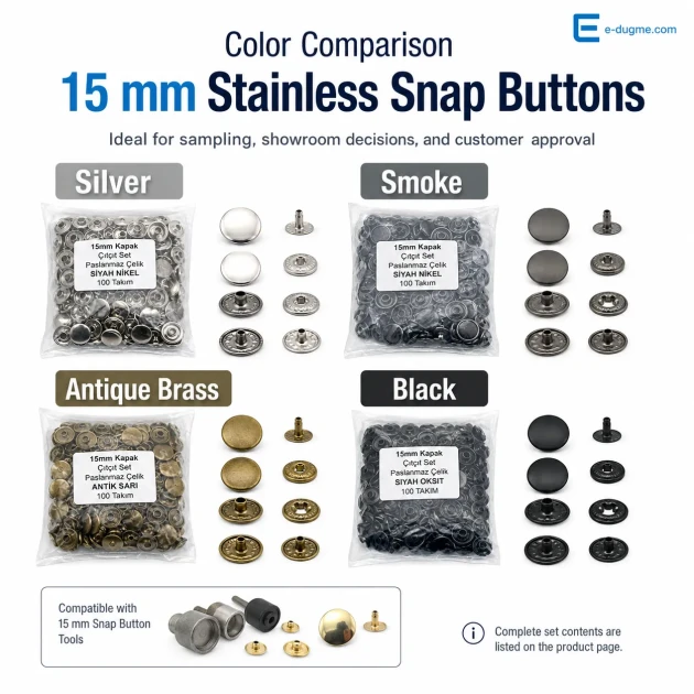 Snap Button 15 mm 3/4" Stainless 100 pcs/Pk C00016PPK