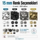 15 mm Snap Button Color and Finish Test Set – 4 Color Snap Packs + KLP0015 Mounting Die Included – Hand Press Not Included SET-15MM-CITCIT-400