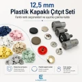 12.5 mm Plastic Cap Snap Button Color Selection Set – 12 Colors / 600 Sets – 54 System Stainless 3 Bottom Parts + Mounting Tool and Set Box Gift SET-CITCIT-125PL-12RENK-600