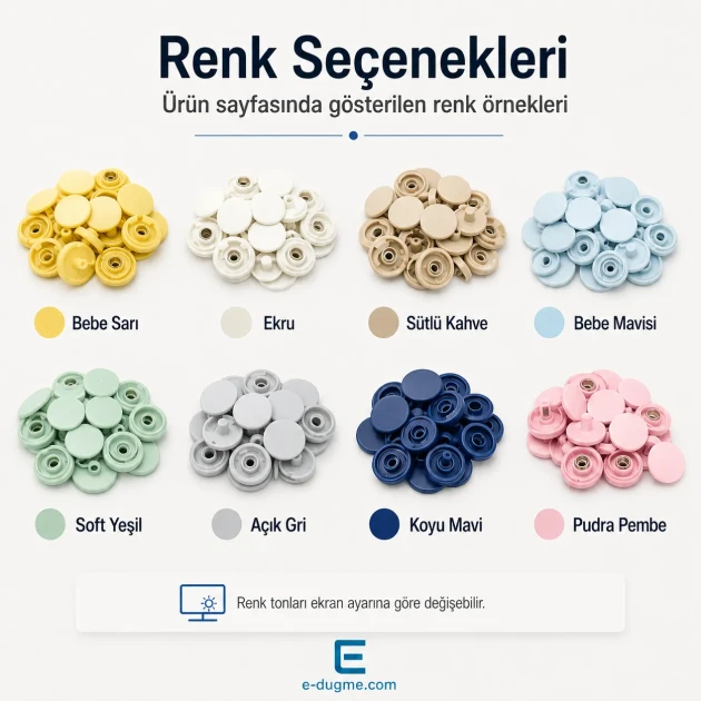 12.5 mm Plastic Cap Snap Button Color Selection Set – 12 Colors / 600 Sets – 54 System Stainless 3 Bottom Parts + Mounting Tool and Set Box Gift SET-CITCIT-125PL-12RENK-600