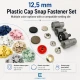 12.5 mm Plastic Cap Snap Button Color Selection Set – 12 Colors / 600 Sets – 54 System Stainless 3 Bottom Parts + Mounting Tool and Set Box Gift SET-CITCIT-125PL-12RENK-600