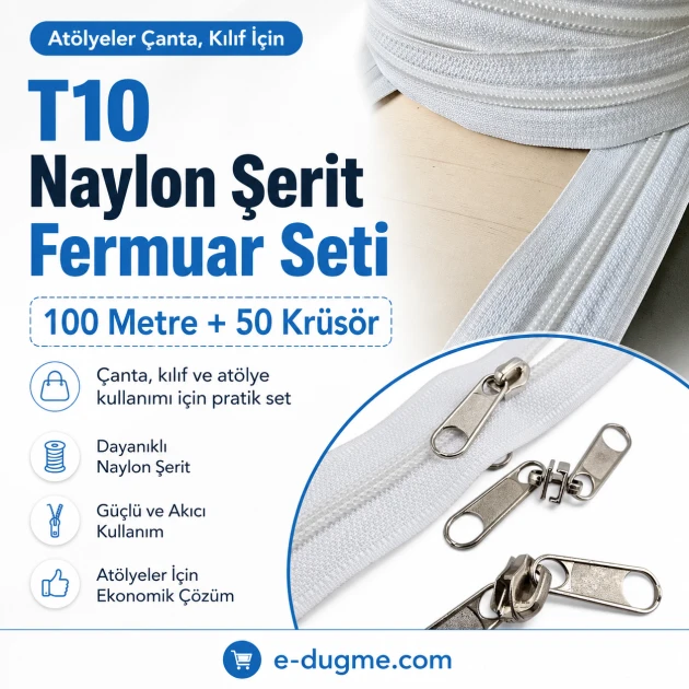 T10 Nylon Zipper Tape Set with Sliders