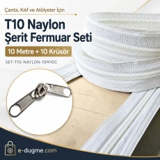 Workshop Bag, Case T10 Nylon Tape Zipper Set – 10 Meters + 10 Sliders - SET-T10-NYLON-10M10C
