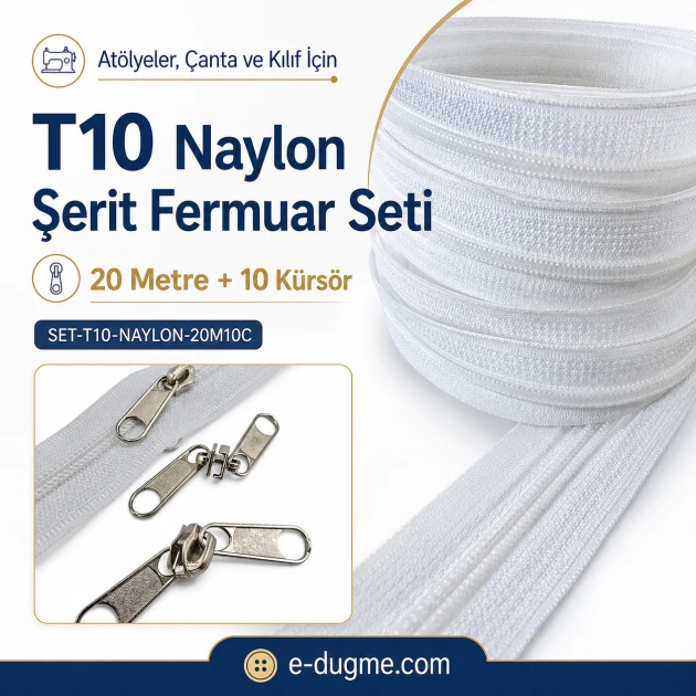 T10 Nylon Zipper Tape Set with Sliders